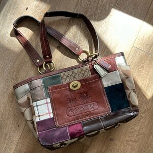 Coach Patchwork Leather Tote Bag - Multi Brown